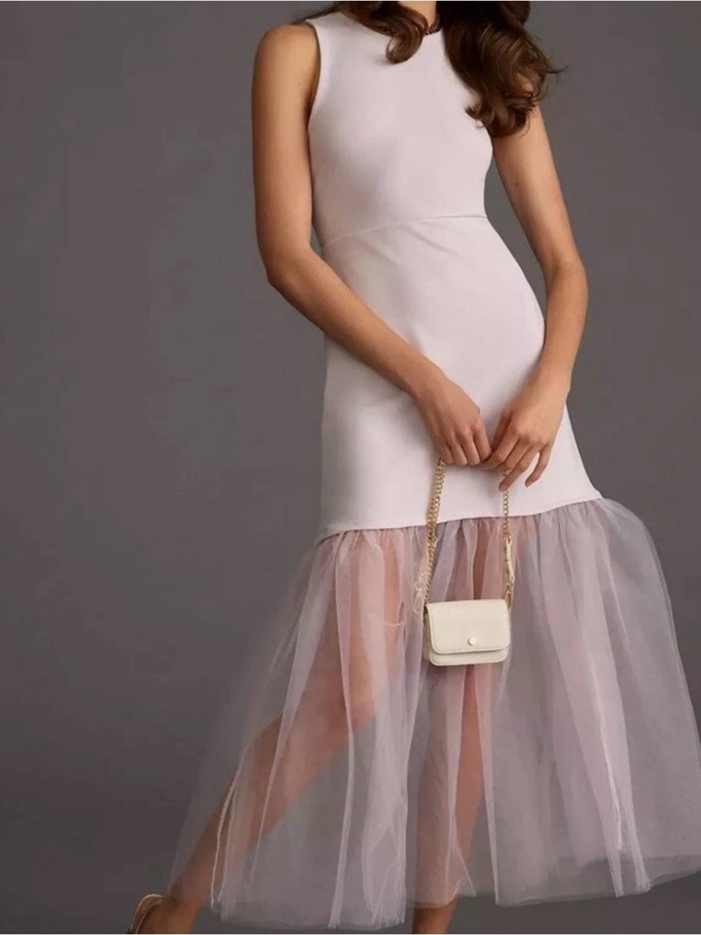 Anthropologie Maeve Blush Pink High-Low Tulle Hem Dress Size Small